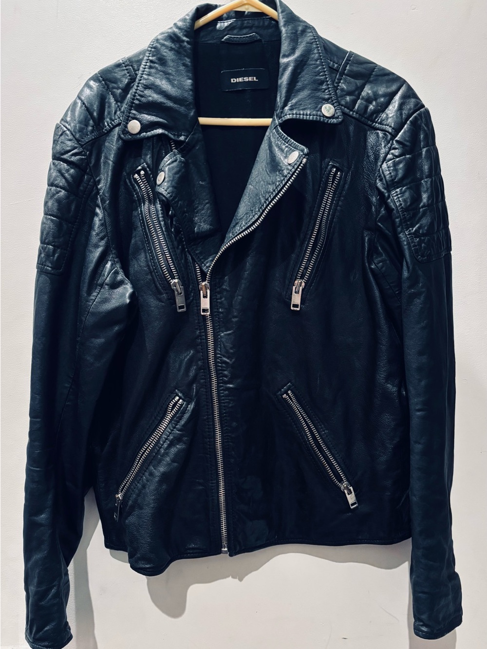 Diesel R-Pusmir Men’s Leather Biker Jacket.